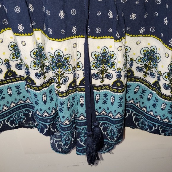 Garage Women's Romper Shorts Outfit Blue & Floral Print Long Sleeves Size S/P - Picture 13 of 16